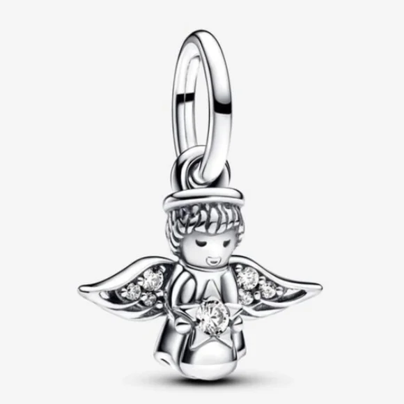 Authentic Pandora Sparkling Angel Dangle Charm - Picture 1 of 4